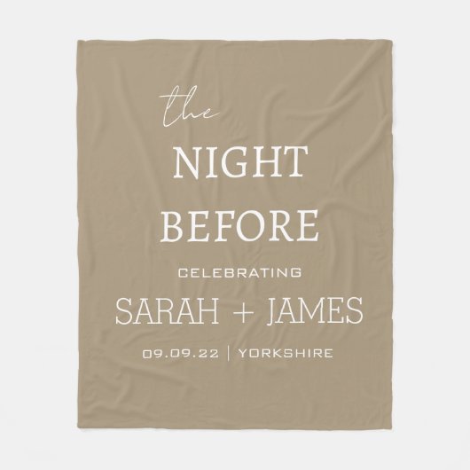 Eenvoudige Elegante Tape & Witte Naam Datum Trouwe Fleece Deken (Voorkant)
