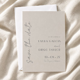 Eenvoudige Elegante Taupe Bruiloft Save The Date