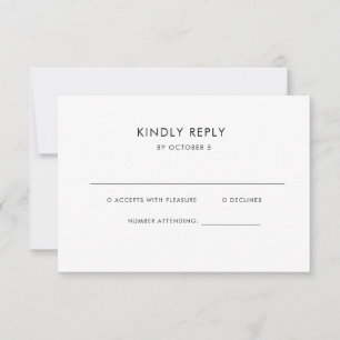 Eenvoudige elegante tekst Boho Bruiloft RSVP Kaartje