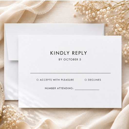 Eenvoudige Elegante Tekst | Boho Bruiloft RSVP Kaartje