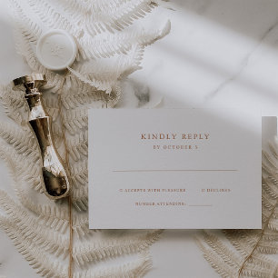 Eenvoudige elegante tekst   Boho Bruiloft RSVP Kaartje