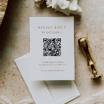Eenvoudige elegante tekst | Boho Wedding QR-code RSVP Kaartje<br><div class="desc">Deze minimalistische en elegante scannable QR code bruiloft antwoord kaart beschikt over boho terracotta tekst op een schone witte achtergrond,  voor een eenvoudige en stijlvolle look. Uw gasten kunnen eenvoudig de code scannen om uw trouwwebsite en rsvp online te bezoeken.</div>