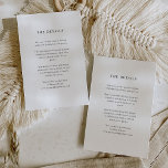 Eenvoudige elegante tekst | Details bruiloft gast Informatiekaartje<br><div class="desc">Deze minimalistische en elegante huwelijksgastendetailinformatiekaarten bevatten moderne zwarte tekst op een schone witte achtergrond,  voor een eenvoudige en stijlvolle look. U kunt deze kaarten gebruiken voor routebeschrijving,  ontvangst- of vervoersinformatie,  hotel- of accommodatiegegevens en alle andere trouwgegevens die u uw gasten moet weten.</div>