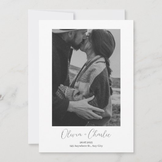 Eenvoudige Elegante Tekst en Boho Foto Opslaan van Kaart (Voorkant)