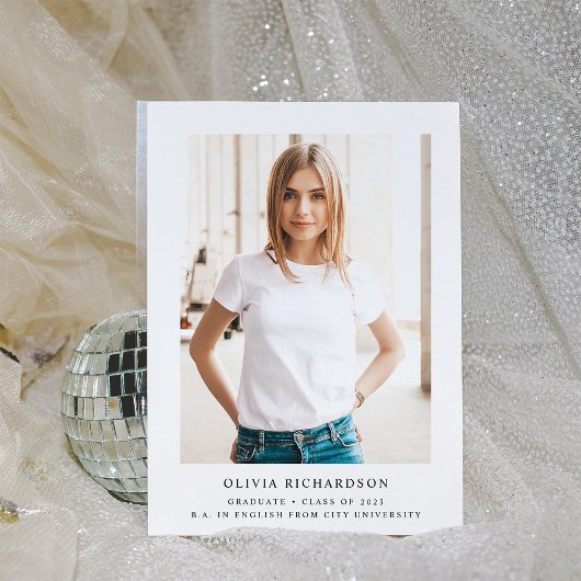 Eenvoudige elegante tekst en foto | 2023 Afstudere Kaart