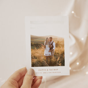 Eenvoudige elegante tekst en foto Boho Save the Aankondigingskaart