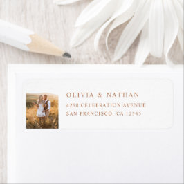 Eenvoudige elegante tekst en foto | Boho Terracott Etiket