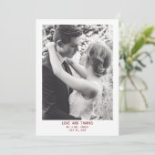 Eenvoudige elegante tekst en foto | Bruiloft Bedankkaart (Staand voorkant)