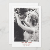 Eenvoudige elegante tekst en foto | Bruiloft Bedankkaart (Voorkant / Achterkant)