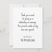 Eenvoudige elegante tekst en foto-bruiloft bedankkaart (Achterkant)