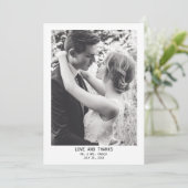 Eenvoudige elegante tekst en foto | Bruiloft Bedankkaart (Staand voorkant)