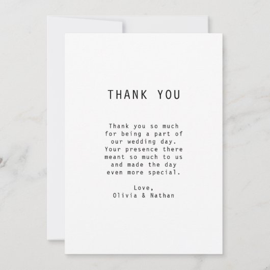 Eenvoudige elegante tekst en foto | Bruiloft Bedankkaart (Achterkant)