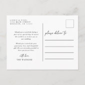 Eenvoudige elegante tekst en foto bruiloft Dank u Briefkaart (Achterkant)