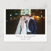 Eenvoudige elegante tekst en foto bruiloft Dank u Briefkaart (Voorkant)