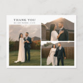 Eenvoudige elegante tekst en foto bruiloft Dank u Briefkaart (Voorkant)
