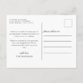 Eenvoudige elegante tekst en foto bruiloft Dank u Briefkaart (Achterkant)