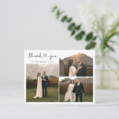 Eenvoudige elegante tekst en foto bruiloft Dank u Briefkaart (Staand voorkant)