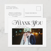 Eenvoudige elegante tekst en foto bruiloft Dank u Briefkaart (Voorkant / Achterkant)