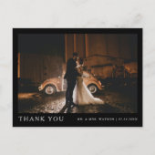 Eenvoudige elegante tekst en foto bruiloft Dank u Briefkaart (Voorkant)