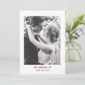 Eenvoudige elegante tekst en foto | Bruiloft Kaart (Staand voorkant)