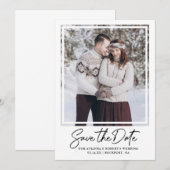 Eenvoudige elegante tekst en foto-bruiloft kaart (Voorkant / Achterkant)