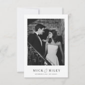  eenvoudige elegante tekst en foto bruiloft save the date (Voorkant)