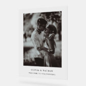 Eenvoudige Elegante Tekst en Foto | Bruiloft Welko Acryl Bord (Hoek)