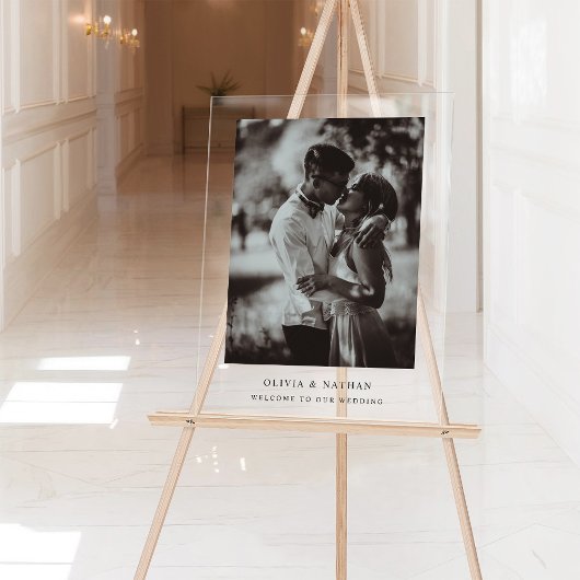 Eenvoudige Elegante Tekst en Foto | Bruiloft Welko Acryl Bord