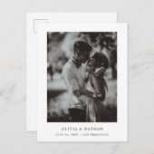 Eenvoudige elegante tekst en foto | Datum opslaan Aankondigingskaart (Voorkant / Achterkant)