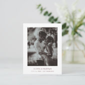 Eenvoudige elegante tekst en foto | Datum opslaan Aankondigingskaart (Staand voorkant)