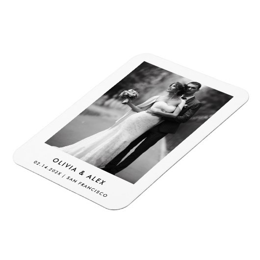 Eenvoudige elegante tekst en foto | Datum opslaan Magneet (Linkerzijde)