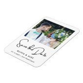 Eenvoudige elegante tekst en foto | Datum opslaan Magneet (Linkerzijde)