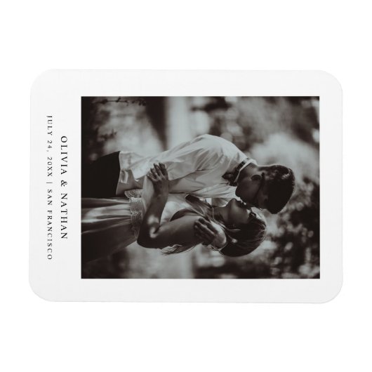 Eenvoudige elegante tekst en foto | Datum opslaan Magneet (Horizontaal)