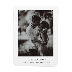 Eenvoudige elegante tekst en foto   Datum opslaan Magneet