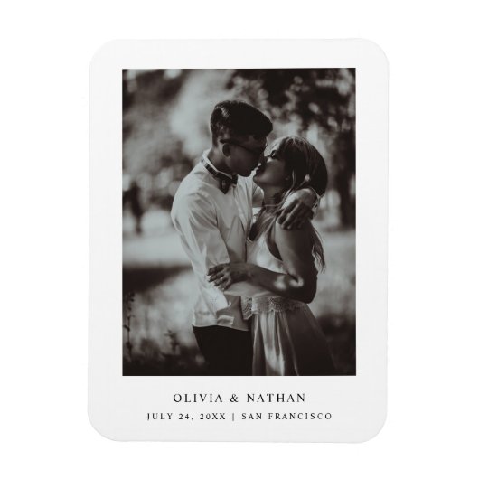 Eenvoudige elegante tekst en foto | Datum opslaan Magneet (Verticaal)