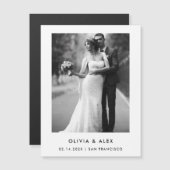 Eenvoudige elegante tekst en foto | Datum opslaan Magnetische Uitnodiging (Voorkant / Achterkant)