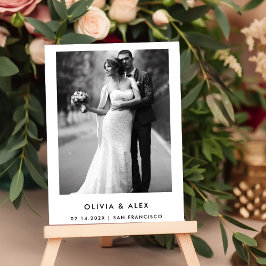 Eenvoudige elegante tekst en foto | Datum opslaan Magnetische Uitnodiging