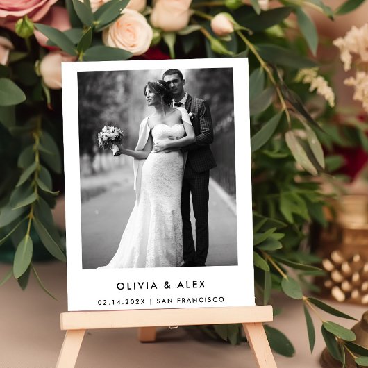 Eenvoudige elegante tekst en foto | Datum opslaan Magnetische Uitnodiging