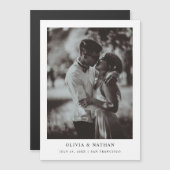 Eenvoudige elegante tekst en foto | Datum opslaan Magnetische Uitnodiging (Voorkant / Achterkant)