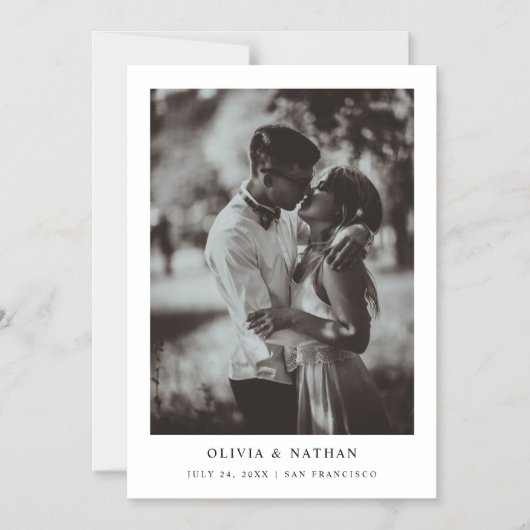 Eenvoudige elegante tekst en foto | Datum opslaan Magnetische Uitnodiging (Voorkant)