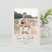 Eenvoudige elegante tekst en foto | Datum opslaan Save The Date (Staand voorkant)