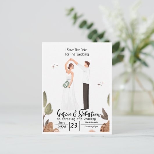 Eenvoudige Elegante Tekst en Foto | De datumnotati Feestdagenkaart (Staand voorkant)