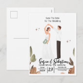 Eenvoudige Elegante Tekst en Foto | De datumnotati Feestdagenkaart (Voorkant / Achterkant)