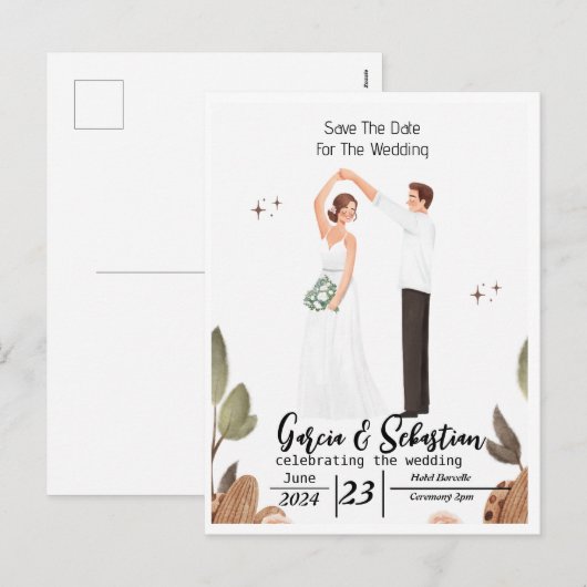 Eenvoudige Elegante Tekst en Foto | De datumnotati Feestdagenkaart (Voorkant / Achterkant)