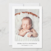 Eenvoudige Elegante Tekst en Foto | Geboorteaankon Kaart (Voorkant)