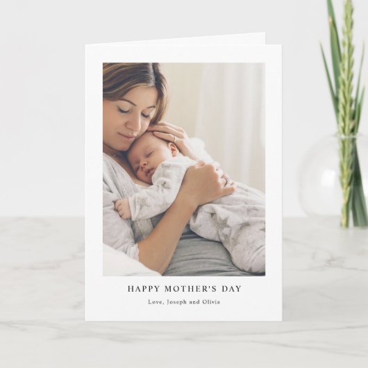Eenvoudige elegante tekst en foto | Happy Moederda Feestdagen Kaart (Voorkant)