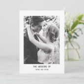 Eenvoudige elegante tekst en foto | QR-code bruilo Kaart (Staand voorkant)