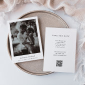 Eenvoudige Elegante Tekst en Foto | QR-code bruilo Save The Date