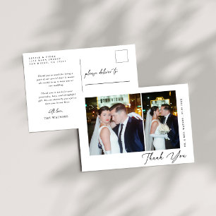 Eenvoudige Elegante Tekst en Foto Trouw Dankjewel Briefkaart