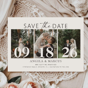 Eenvoudige Elegante Tekst en Foto Trouwen Save The Date
